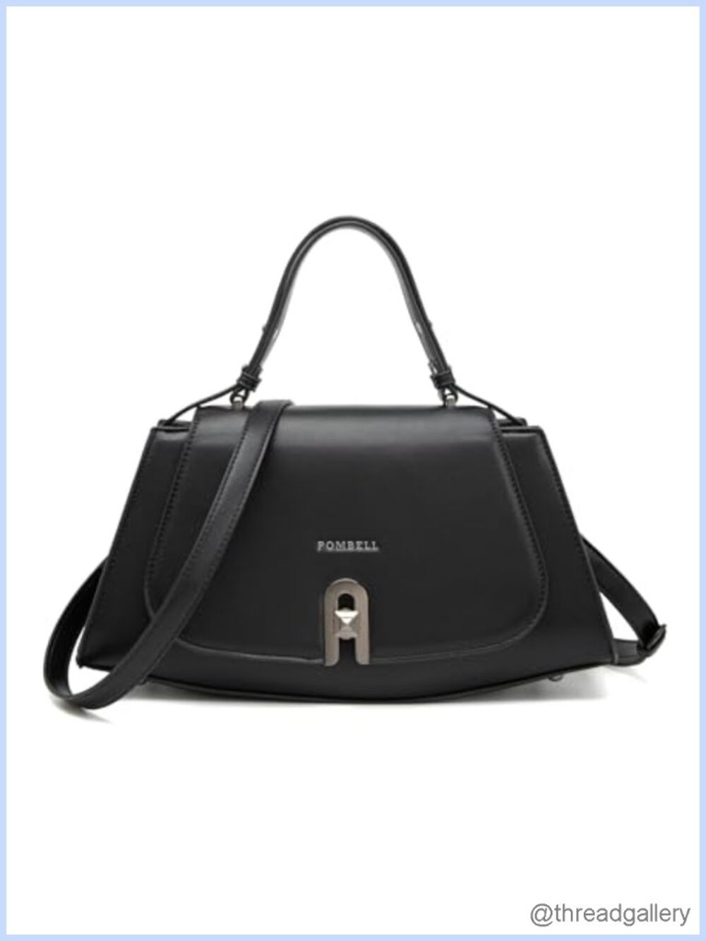 Vegan Leather Trapezoid Crossbody Bag Twist Lock Handbag Purse